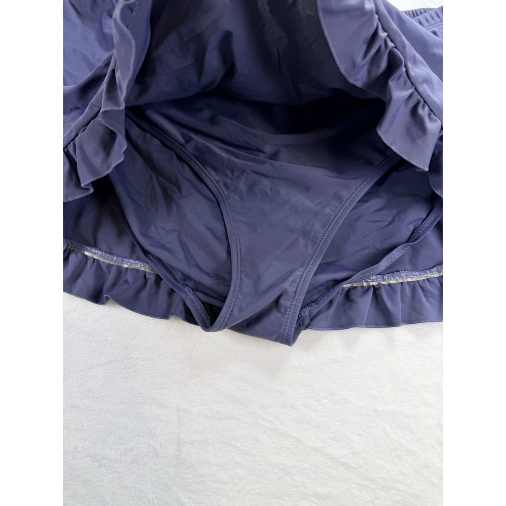Sonria Women's Two Piece Swimsuit Ruffle Skirt Tankini Top Built In Bra Sz 20W - Picture 4 of 15